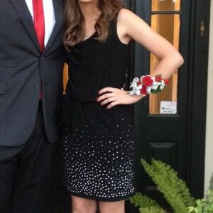 XXS Stretchy Metallic Stud Dress White House Black Market Cowl Neck